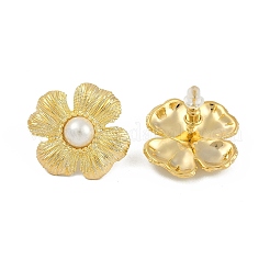 Flower Brass Stud Earrings&nbsp;EJEW-Q391-24G