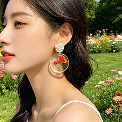 Iron & Acrylic Stud Dangle Earrings for Women&nbsp;WG4F524-01