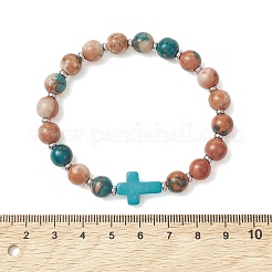 Dyed & Heated Synthetic Fossil & Dyed Turquoise Beads Stretch Bracelets for Women Men&nbsp;BJEW-JB13690