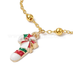 Christmas Candy Cane Alloy Enamel Charms Bracelets&nbsp;BJEW-JB11307