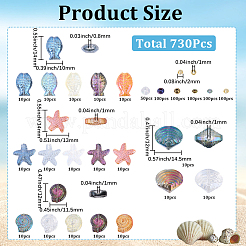 730Pcs 24 Styles Ocean Theme Electroplate Glass & Glass Seed Beads Findings Kits&nbsp;DIY-SP0007-83