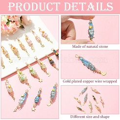 3Pcs 3 Styles Electroplated Natural Quartz Crystal Big Pendants&nbsp;PALLOY-YW00079-01