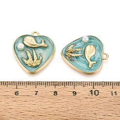 Rack Plating Alloy Enamel and ABS Imitation Pearl Pendants&nbsp;ENAM-T091-57A