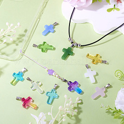 17Pcs 17 Colors Transparent Glass Pendants&nbsp;GLAA-TA0003-75