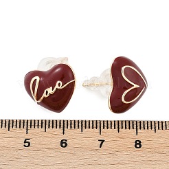 Brass Enamel Stud Earrings&nbsp;EJEW-P301-13G