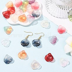 100Pcs 10 Colors Transparent Glass Petal Pendants&nbsp;GLAA-FS0002-71