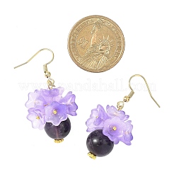 Natural Lapis Lazuli & Natural Rose Quartz & Natural Amethyst 304 Stainless Steel Dangle Earrings&nbsp;EJEW-JE06694