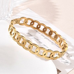 304 Stainless Steel Ring Link Chain Hinged Cuff Bangles&nbsp;SA-CBAB92B-02G