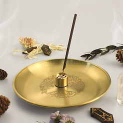 Tree of Life Pattern Flat Round 201 Stainless Steel Candle Holders&nbsp;AJEW-K038-01G