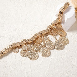 Zinc Alloy Textured Coin Tassel Bib Necklaces for Women&nbsp;FS-WG89C47-01