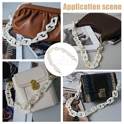 Acrylic Imitation Pearl Rectangle Link Purse Chains&nbsp;FIND-WH0126-254