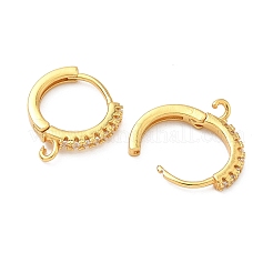 Brass Micro Pave Clear Cubic Zirconia Hoop Earring Findings&nbsp;KK-H532-14B-G