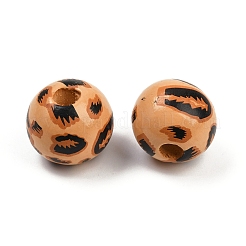 Painted Wood European Beads&nbsp;WOOD-F017-04F
