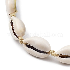 Natural Shell Braided Bead Anklet with Synthetic Turquoise Beads&nbsp;AJEW-AN00561-01