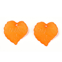 Transparent Frosted Acrylic Leaf Charms&nbsp;FACR-ZX003-01G
