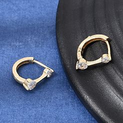 Brass Micro Pave Cubic Zirconia Hoop Earrings&nbsp;KK-CBAD29A-04G