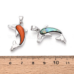 Alloy and Dyed Natural Paua Shell Pendants&nbsp;PALLOY-T093-07M