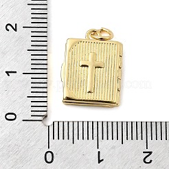 Book with Cross Brass Pendants&nbsp;KK-I364-49G