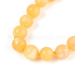 Round Natural Yellow Jade Beaded Necklaces&nbsp;NJEW-F327-02B-04-01