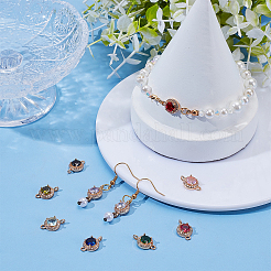 10Pcs 10 Colors Brass Micro Pave Cubic Zirconia Connector Charms&nbsp;KK-WR0001-67
