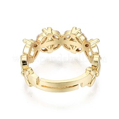 Adjustable Brass Micro Pave Clear Cubic Zirconia Finger Rings&nbsp;RJEW-S044-141-NF