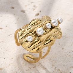 304 Stainless Steel Cuff Rings for Women&nbsp;LS-RJEW-D302-02G-06