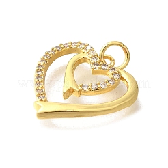 Brass Micro Pave Clear Cubic Zirconia Pendants&nbsp;KK-M297-22G