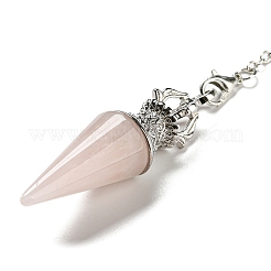 Natural Rose Quartz Pointed Dowsing Pendulums&nbsp;AJEW-P113-01P-03