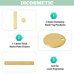 DIY Flat Round & Rectangle Stainless Steel Stamping Blank Tag Pendant & Links Connectors Kits&nbsp;STAS-DC0016-15