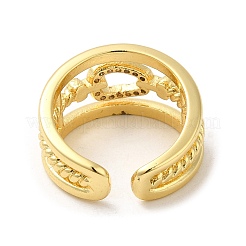 Rack Plating Real 18K Gold Plated Brass Hollow Teardrop Open Cuff Rings&nbsp;RJEW-B048-02G