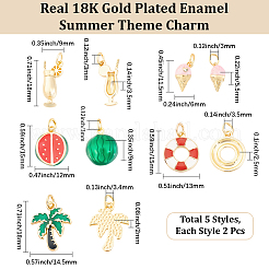 10Pcs 5 Styles Rack Plating Brass Enamel Charms&nbsp;KK-BBC0028-84