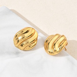 Textured Oval 304 Stainless Steel Stud Earrings for Women&nbsp;EJEW-K333-20G