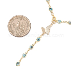 Handmade Evil Eye Lampwork & Brass Findings Dangle Earring & Y Necklaces Sets&nbsp;SJEW-JS01350-02
