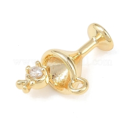 Brass Micro Pave Clear Cubic Zirconia Charms&nbsp;KK-G545-16G