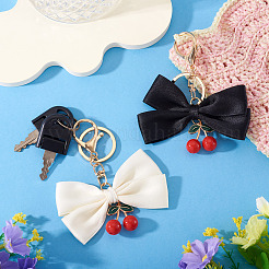 2Pcs 2 Colors Polyester & Alloy & Plastic Keychains&nbsp;KEYC-TA0001-50