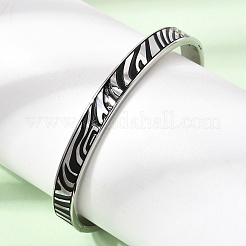 304 Stainless Steel Black Enamel Zebra Skin Print Hinged Cuff Bangles for Women&nbsp;SA-CBAC920-03P
