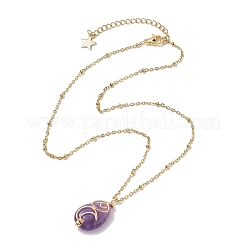 Natural Mixed Gemstone with Brass Pendant Necklaces&nbsp;NJEW-JN04679