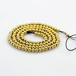 Round Non-magnetic Synthetic Hematite Beads Strands&nbsp;G-P061-53-3mm