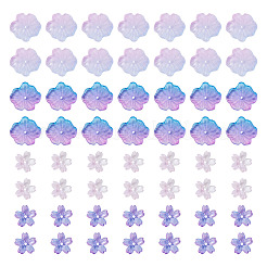 100Pcs 4 Styles Baking Paint Transparent Glass Bead Caps&nbsp;DGLA-TA0001-50