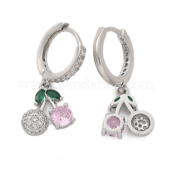 Brass Micro Pave Cubic Zirconia Hoop Earrings&nbsp;EJEW-R016-15P