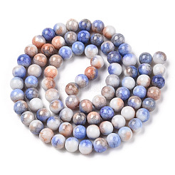 Ombre Effect Dyed Crackle Glass Round Beads Strands&nbsp;GLAA-T031-10mm-01B