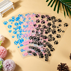60Pcs 3 Colors Rectangle OPP Cellophane Paw Print Printed Candy Storage Bags&nbsp;ABAG-TA0001-74