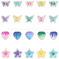 10Pcs 5 Colors Rack Plating Alloy Enamel Pendants&nbsp;ENAM-YW0004-60