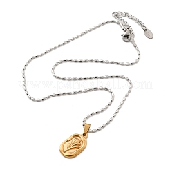 304 Stainless Steel Rose Pendant Necklaces for Women&nbsp;NJEW-S439-01B-GP