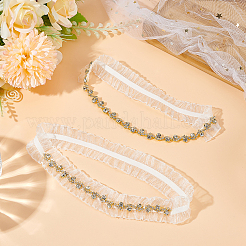 2Pcs Flower Pattern Polyester Lace Elastic Bridal Garters&nbsp;AJEW-WH0007-28