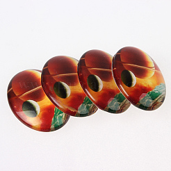Starry Sky Printed Glass Oval Cabochons&nbsp;GGLA-N003-18x25-D