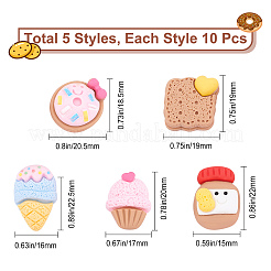 50Pcs 5 Style Resin Cabochons&nbsp;RESI-SC0001-98