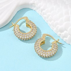 Brass Micro Pave Clear Cubic Zirconia Hoop Earrings&nbsp;EJEW-C502-08G