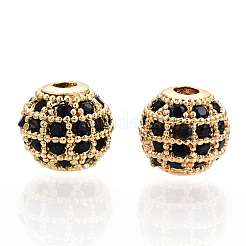 Rack Plating Brass Cubic Zirconia Beads&nbsp;ZIRC-S001-8mm-B-M