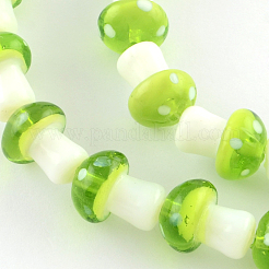 Mushroom Handmade Lampwork Beads Strands&nbsp;X-LAMP-R116-09